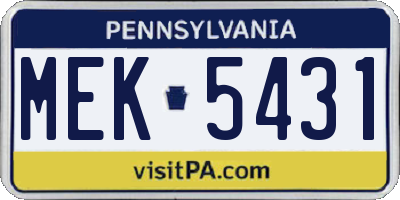 PA license plate MEK5431