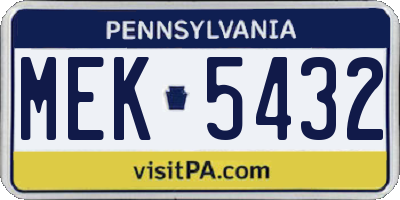 PA license plate MEK5432
