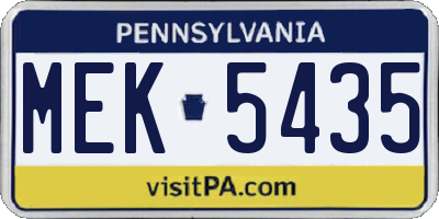 PA license plate MEK5435