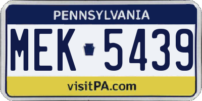 PA license plate MEK5439
