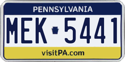 PA license plate MEK5441