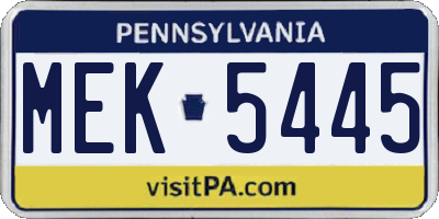 PA license plate MEK5445