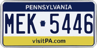 PA license plate MEK5446