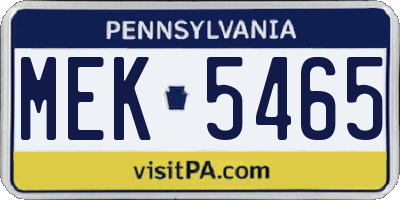 PA license plate MEK5465