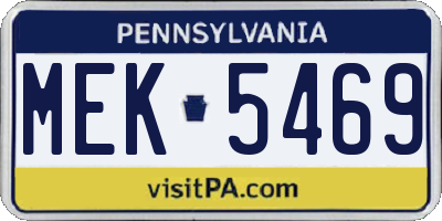 PA license plate MEK5469