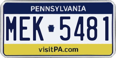 PA license plate MEK5481