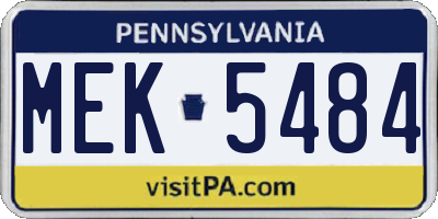 PA license plate MEK5484
