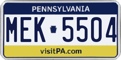 PA license plate MEK5504