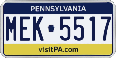 PA license plate MEK5517