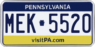PA license plate MEK5520
