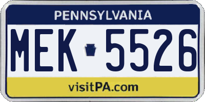 PA license plate MEK5526