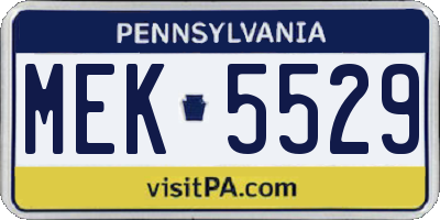 PA license plate MEK5529