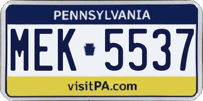 PA license plate MEK5537
