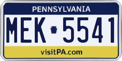 PA license plate MEK5541