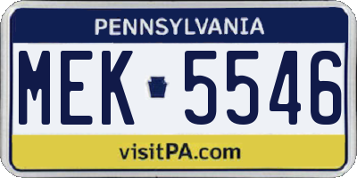 PA license plate MEK5546