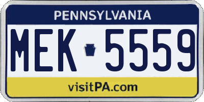 PA license plate MEK5559