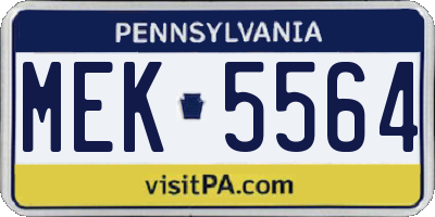 PA license plate MEK5564