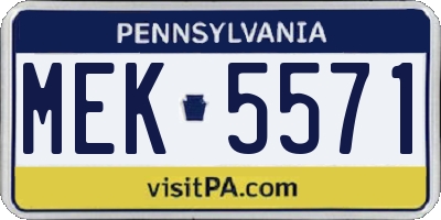 PA license plate MEK5571