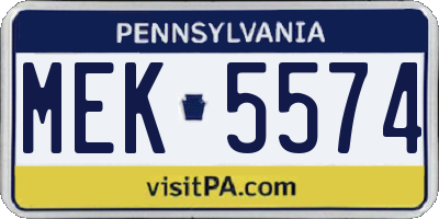 PA license plate MEK5574
