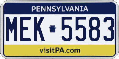 PA license plate MEK5583