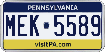 PA license plate MEK5589