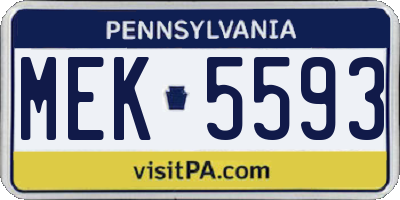PA license plate MEK5593