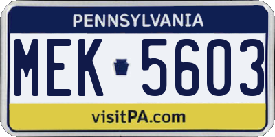 PA license plate MEK5603