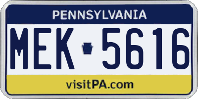 PA license plate MEK5616