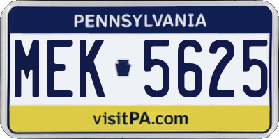 PA license plate MEK5625