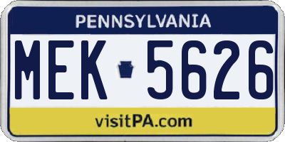 PA license plate MEK5626
