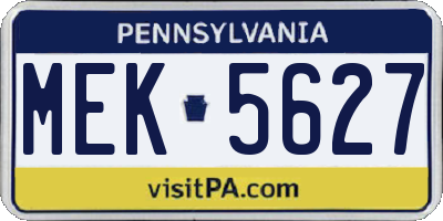 PA license plate MEK5627