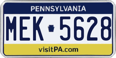 PA license plate MEK5628