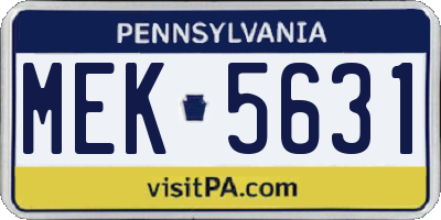 PA license plate MEK5631