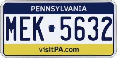 PA license plate MEK5632