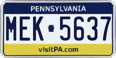 PA license plate MEK5637