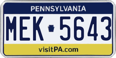 PA license plate MEK5643