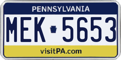 PA license plate MEK5653