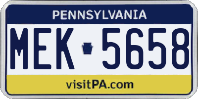 PA license plate MEK5658