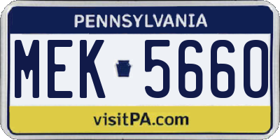 PA license plate MEK5660