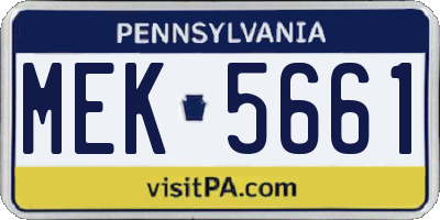 PA license plate MEK5661