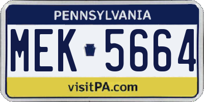 PA license plate MEK5664