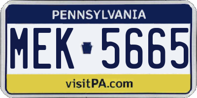 PA license plate MEK5665
