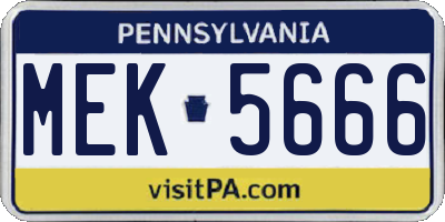 PA license plate MEK5666