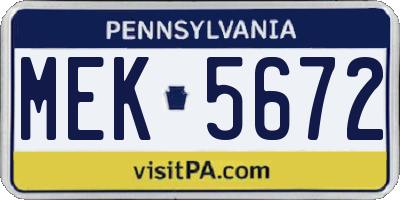 PA license plate MEK5672
