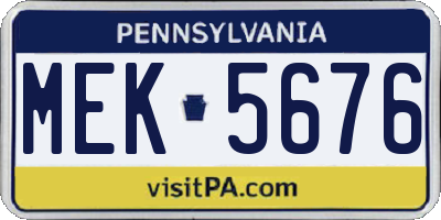 PA license plate MEK5676