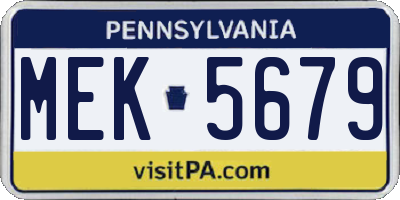 PA license plate MEK5679