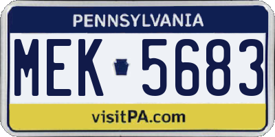 PA license plate MEK5683
