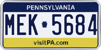 PA license plate MEK5684