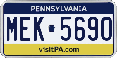 PA license plate MEK5690