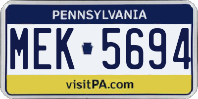 PA license plate MEK5694